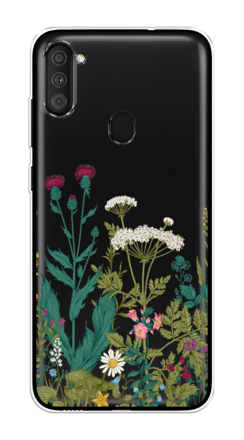 

Чехол на Samsung Galaxy A11 "Дикие полевые цветы", Зеленый;розовый;белый, 2100150-2