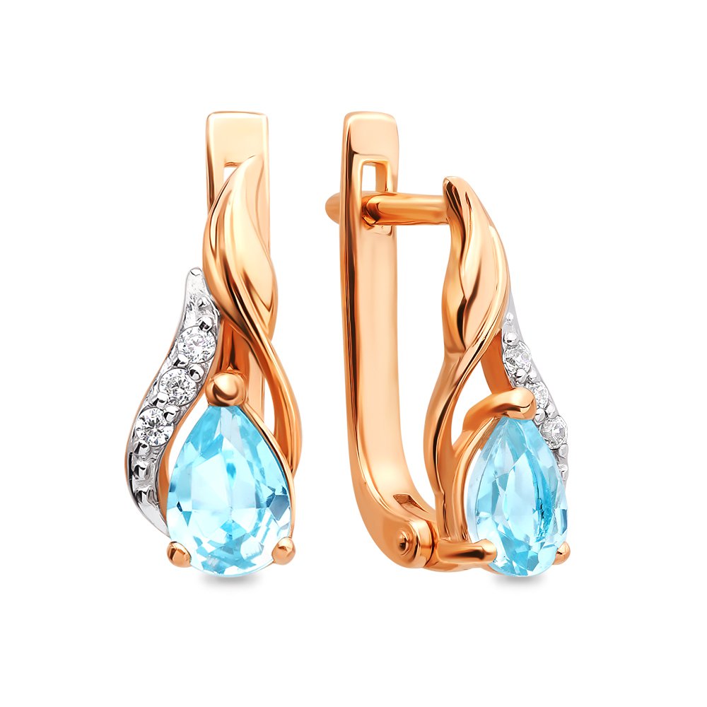 

Серьги из красного золота с топазом, фианитом 585Gold 202007306, 202007306
