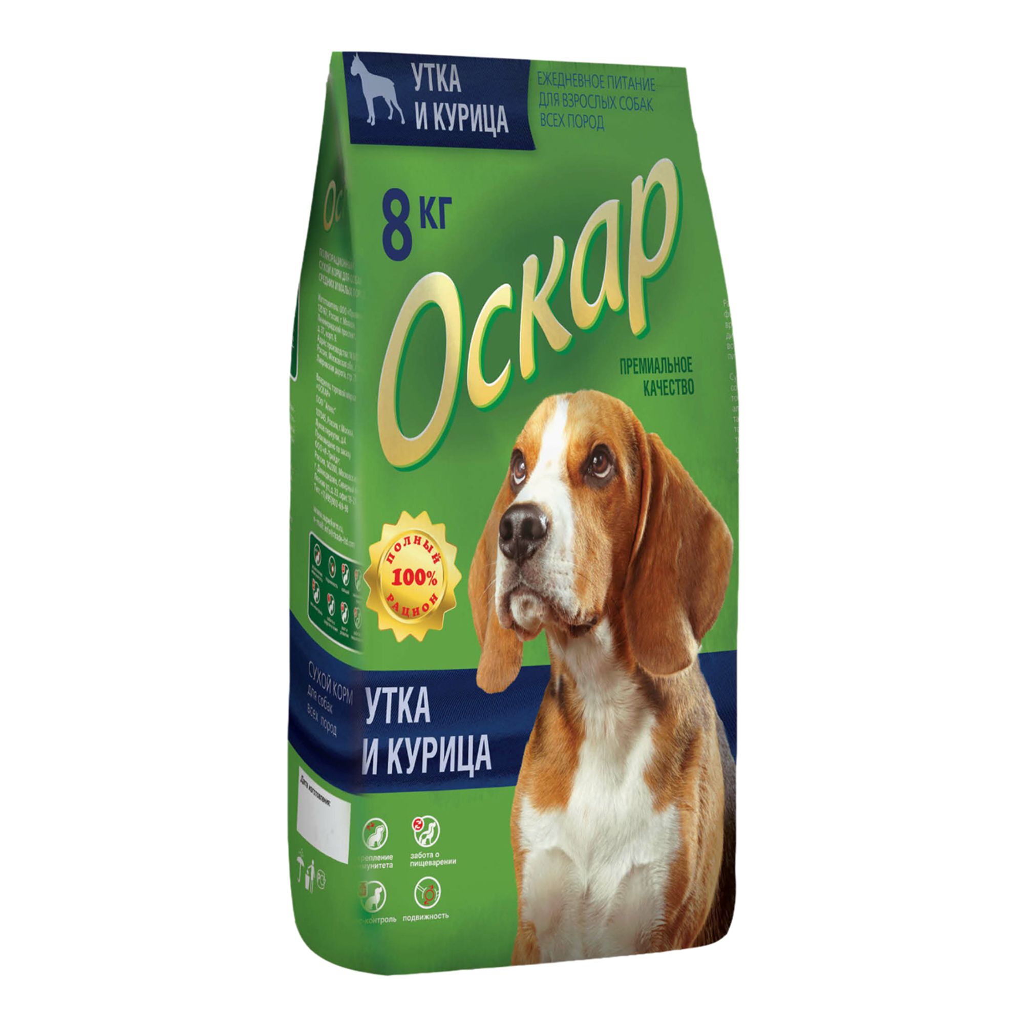 

Сухой корм для собак Оскар, утка и курица, 8 кг