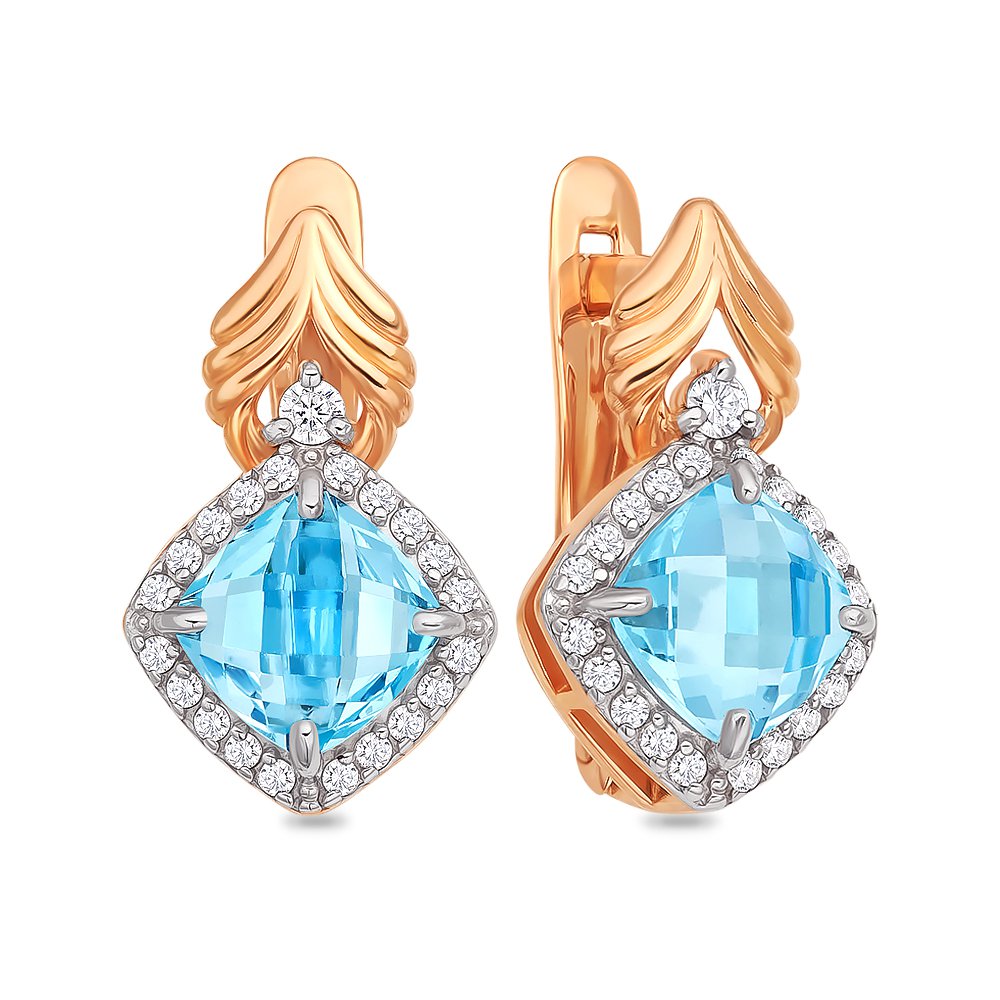 

Серьги из красного золота 585Gold 202007203, топаз/фианит, 202007203