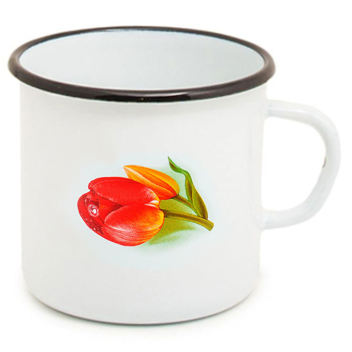 Кружка 0,4л Лысьвенская эмаль С-0103/4 Ласковый май белый