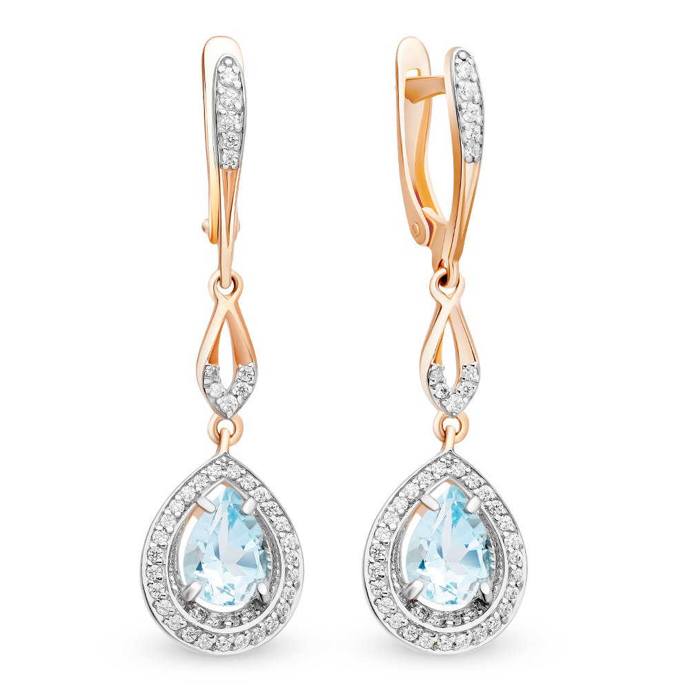 

Серьги из красного золота с топазом, фианитом 585Gold 202007024, 202007024