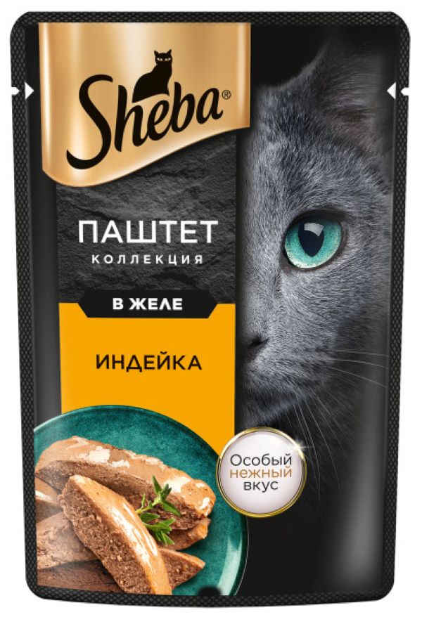 

Влажный корм для кошек Sheba Нежный паштет в желе, индейка, 75 г