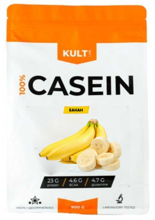 Казеин Kultlab 900 гр, Банан, Casein, Казеиновый протеин