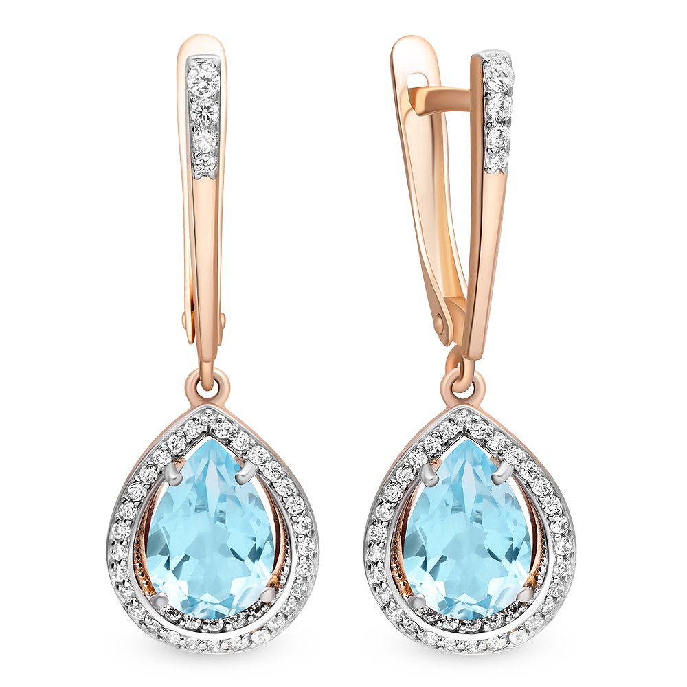 

Серьги из красного золота с топазом, фианитом 585Gold 202007197, 202007197