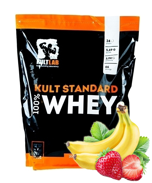 Сывороточный протеин Kultlab Whey KultStandart 2000 гр Клубника-Банан