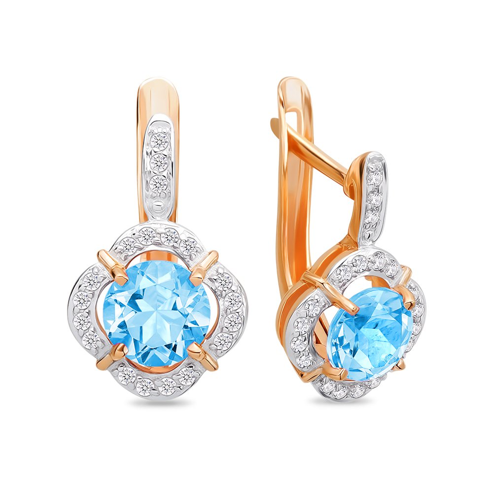 

Серьги из красного золота 585Gold 202006962, топаз/фианит, 202006962