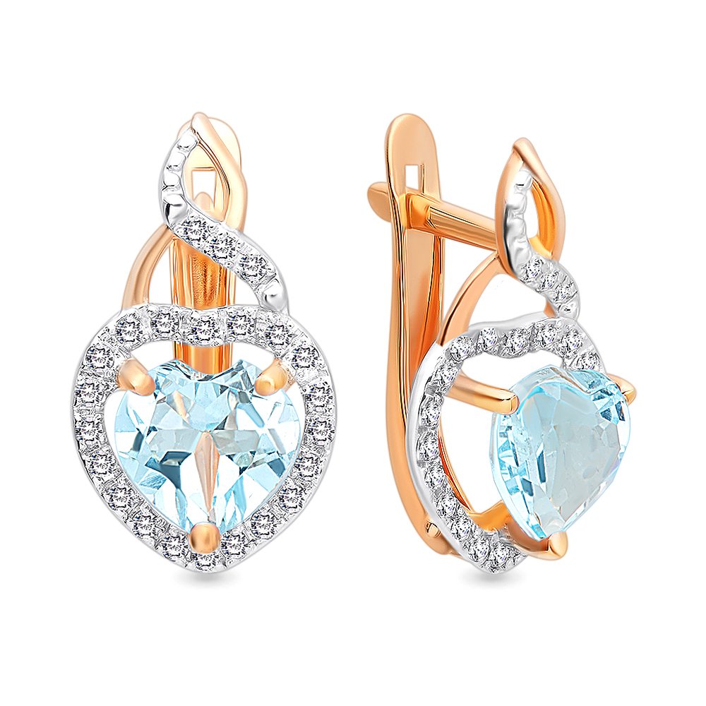 

Серьги из красного золота 585Gold 202006851, топаз/фианит, 202006851