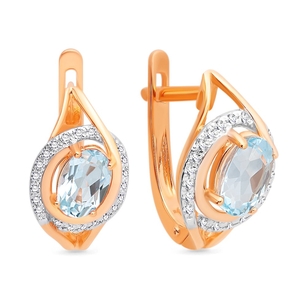 

Серьги из красного золота 585Gold 202006842, топаз/фианит, 202006842