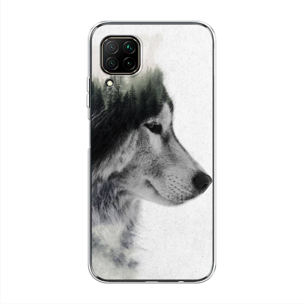 

Чехол на Huawei Nova 7i "Волк лес", Серый;белый, 611850-1