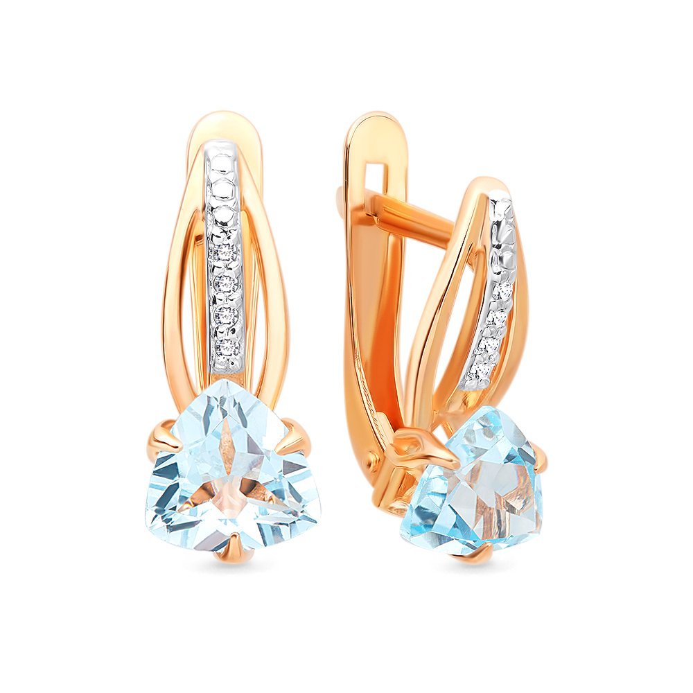 

Серьги из красного золота 585Gold 202006831, топаз/фианит, 202006831