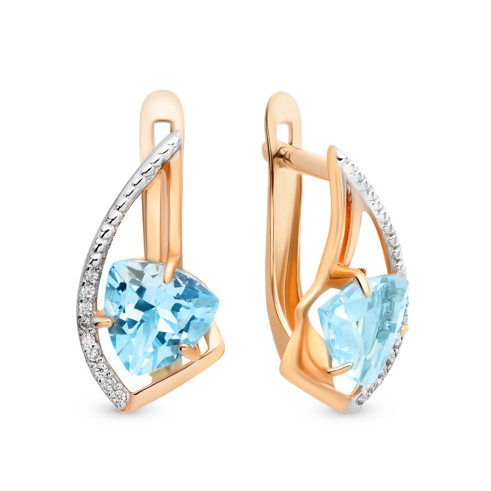 

Серьги из красного золота 585Gold 202006825, топаз/фианит, 202006825
