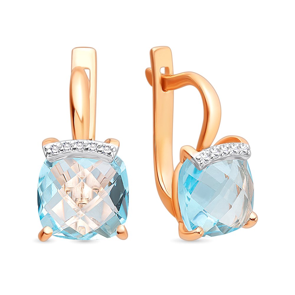 

Серьги из красного золота 585Gold 202006799, топаз/фианит, 202006799