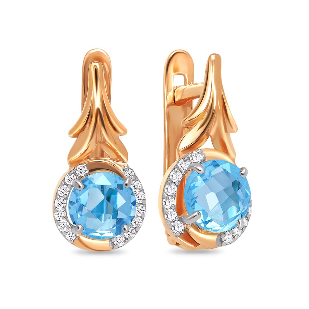 

Серьги из красного золота 585Gold 202006500, топаз/фианит, 202006500