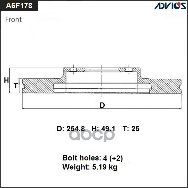 

Диск тормозной ADVICS A6F178B