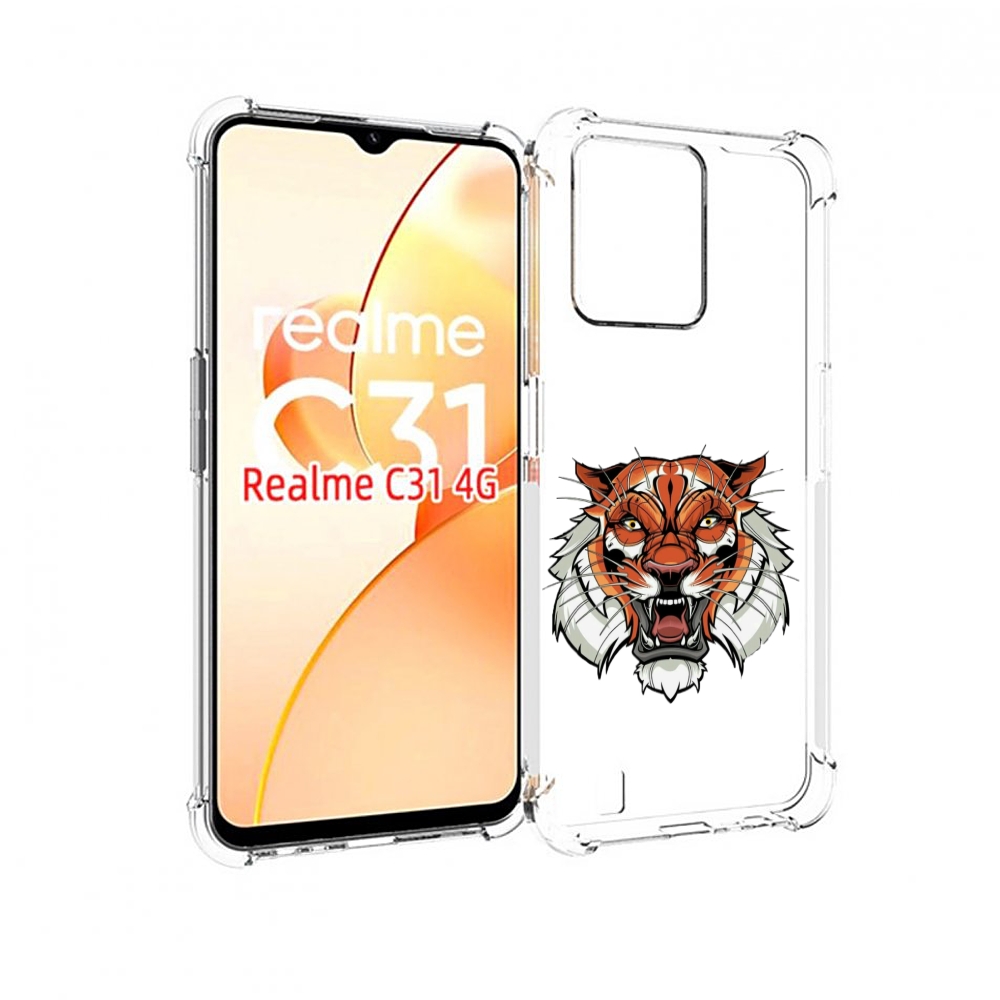 

Чехол MyPads оранжевый седой тигр для OPPO Realme C31, Прозрачный, Tocco
