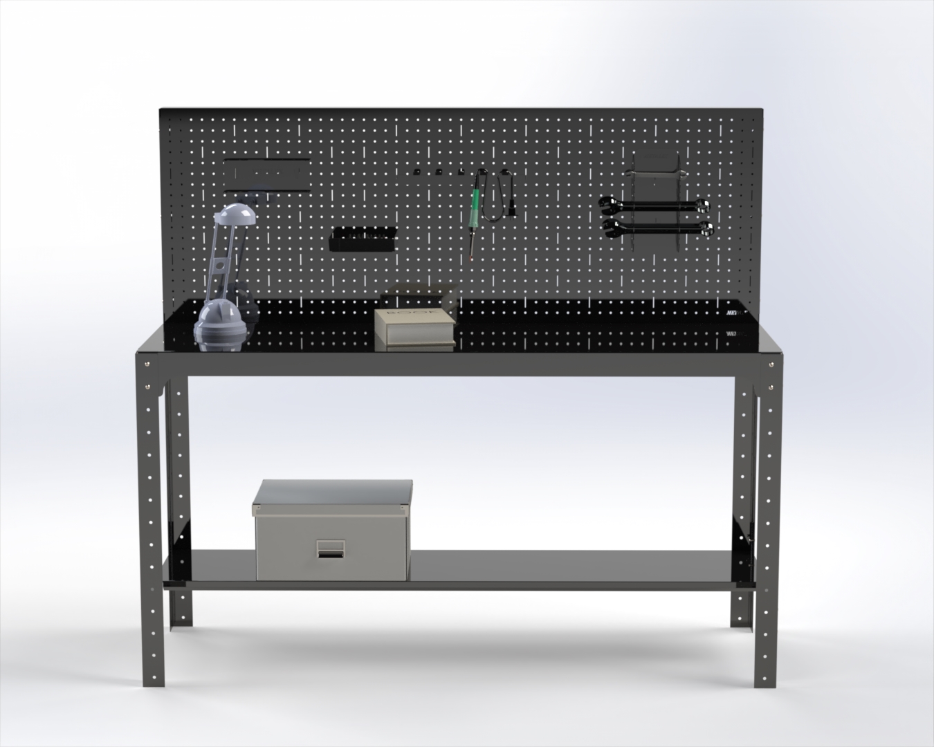 

Стол металлический Metalex серия KIT 750х1500х600 + перфопанель (черный)