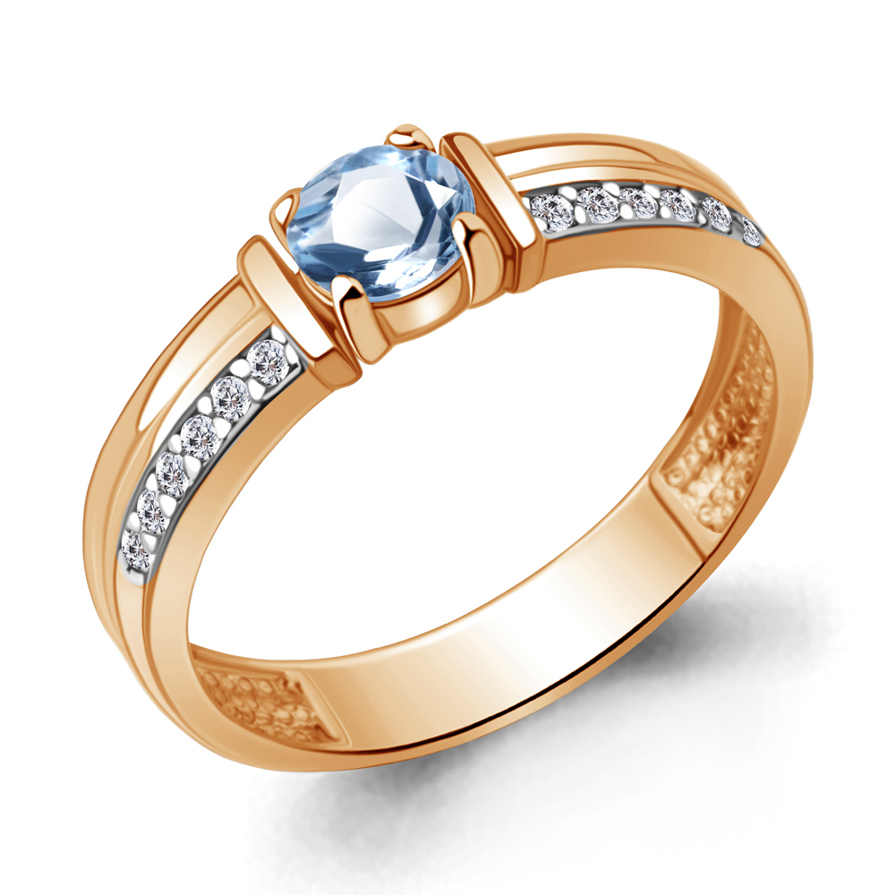

Кольцо из серебра с топазом\фианитом Aquamarine Aquamarine 6980305А_925_з р. 17,5, 6980305А_925_з