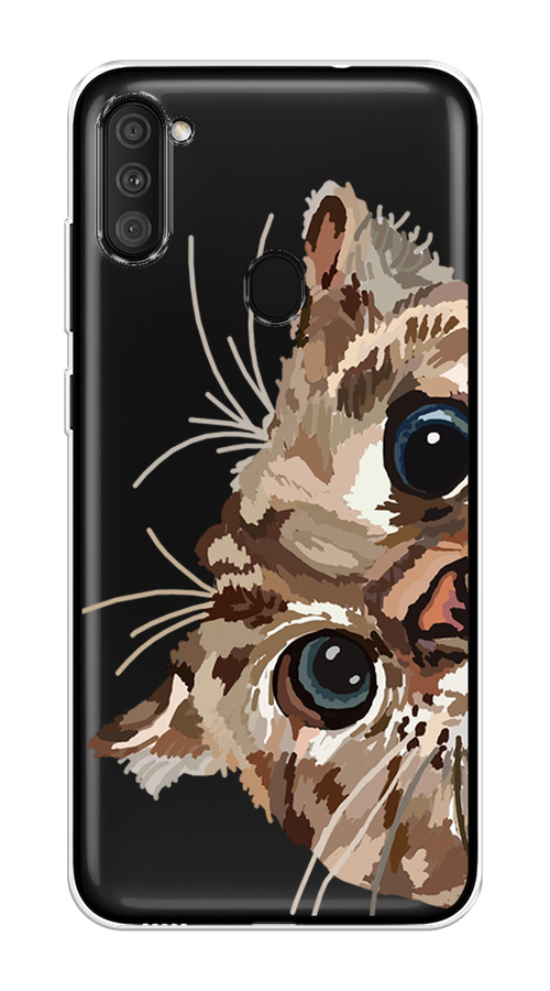 

Чехол на Samsung Galaxy A11 "Любопытный кот", Коричневый;синий;черный, 2100150-1