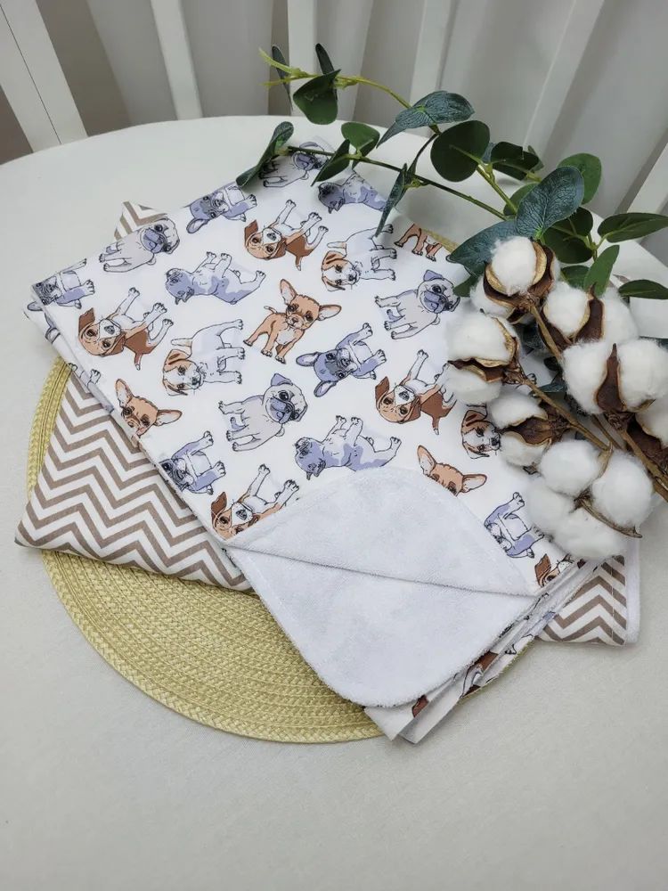 Набор пеленок непромокаемых Собачки на белом 2шт 70*100см