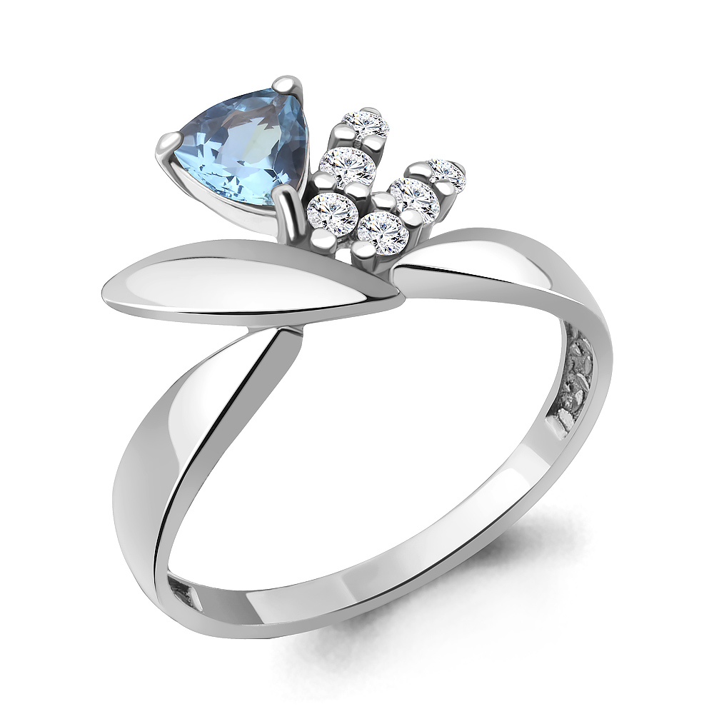 

Кольцо из серебра с топазом\фианитом Aquamarine Aquamarine 6979605А_925_р р. 17,5, 6979605А_925_р