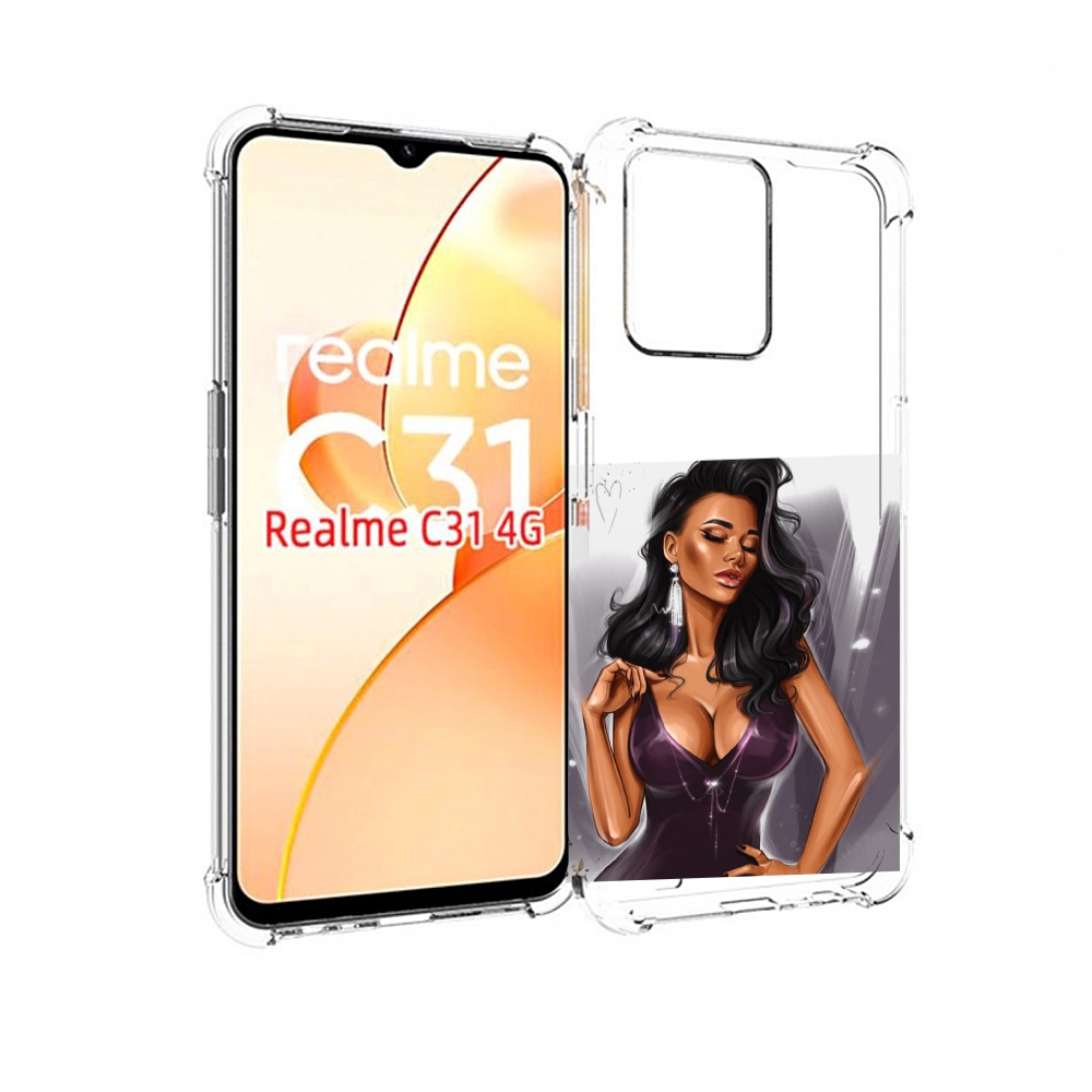 

Чехол MyPads нарисованная-девушка-в-фиолетовом-платье женский для OPPO Realme C31, Прозрачный, Tocco