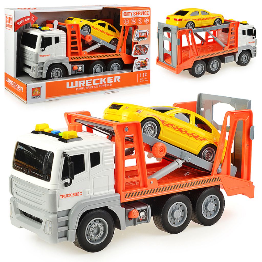 Автовоз Fanrong свет-звук, 35x13x20см WY832C машинка конструктор р у junfa toys автовоз и полицейский мотоцикл звук свет c 00442