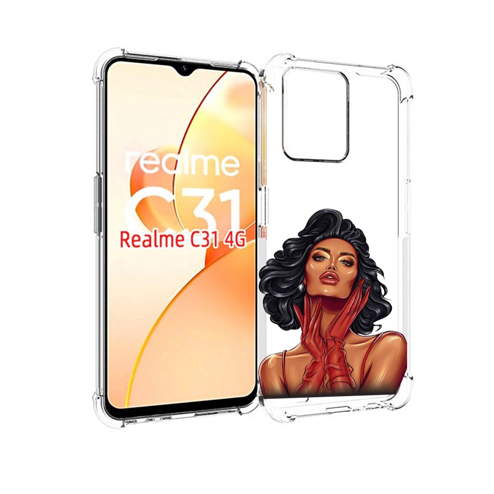 

Чехол MyPads мулатка-в-перчатках женский для OPPO Realme C31, Прозрачный, Tocco
