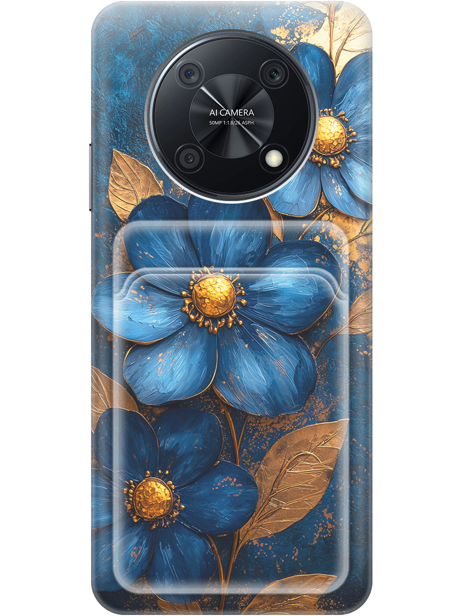 

Силиконовый чехол на Huawei nova Y90 с принтом с карманом для карты 835378, Прозрачный;золотистый;синий, 740188623