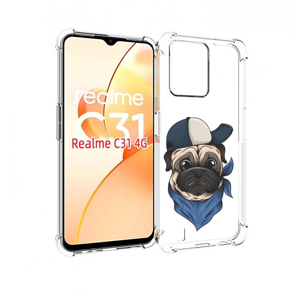 Чехол MyPads мопс-в-кепке для OPPO Realme C31