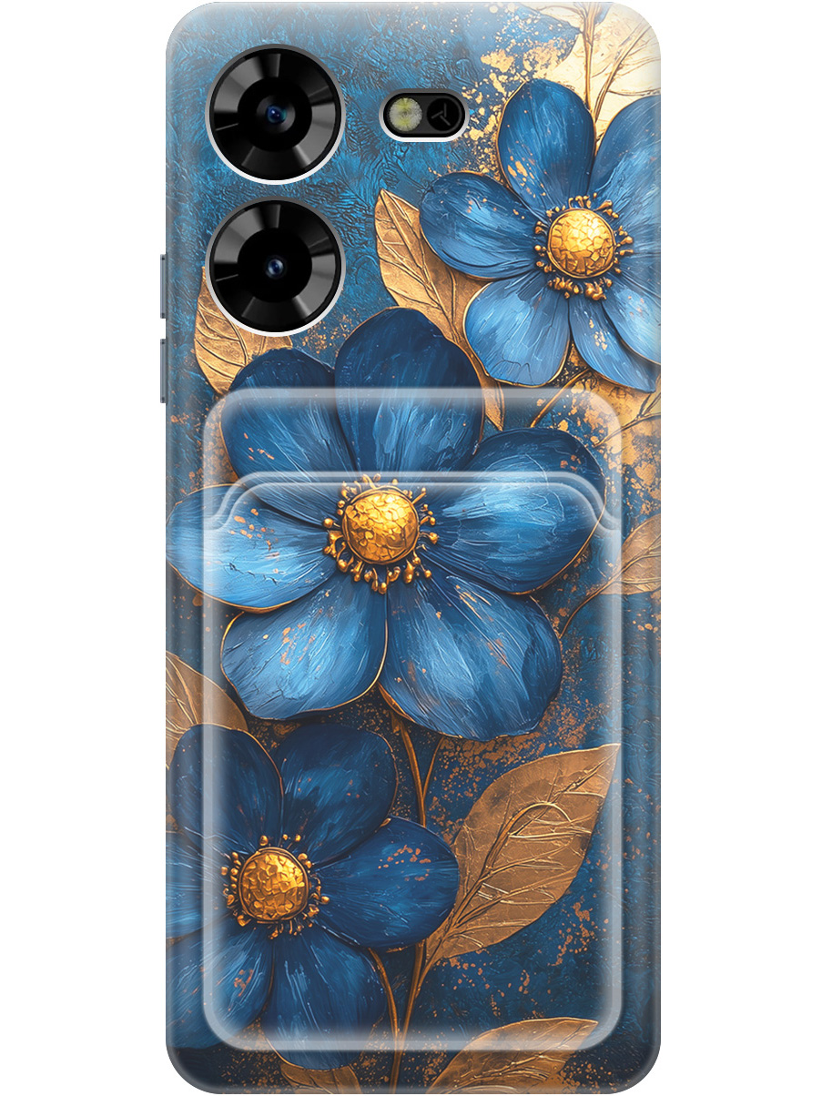 

Силиконовый чехол на Tecno Pova 5 с принтом с карманом для карты 835364, Прозрачный;золотистый;синий, 772627523