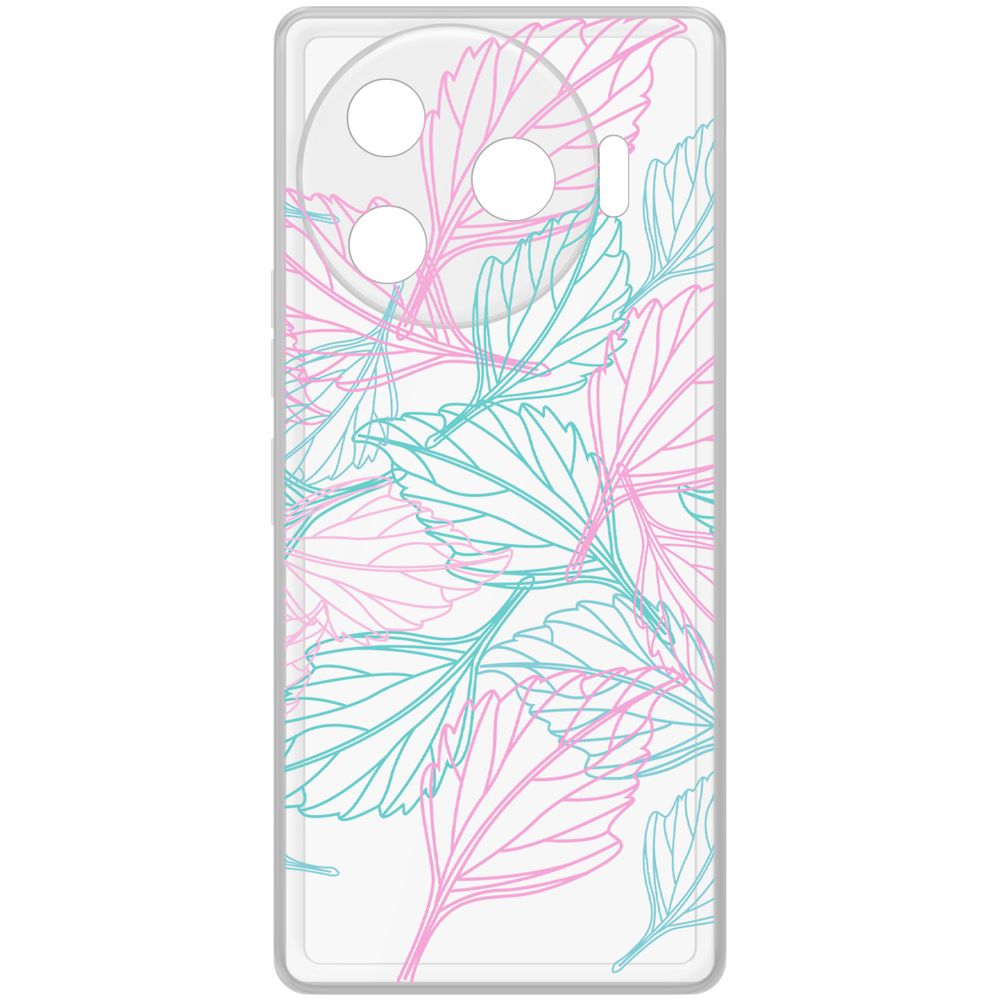 

Чехол-накладка Krutoff Clear Case Листья паттерн для TECNO Camon 30 Pro 5G, Прозрачный