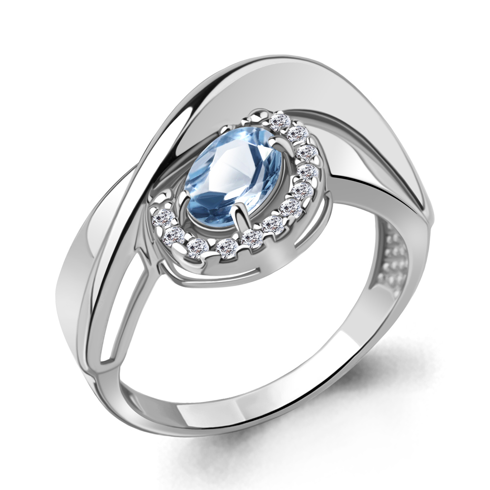 

Кольцо из серебра с топазом\фианитом Aquamarine Aquamarine 6978505А_925_р р. 17,5, 6978505А_925_р
