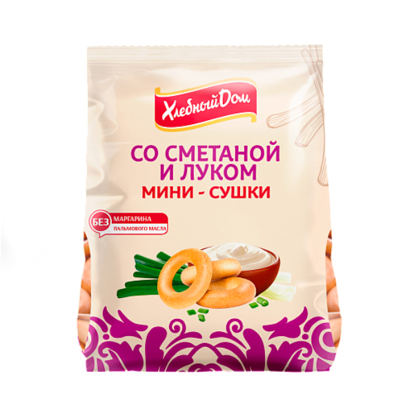 Мини-сушки Хлебный дом со сметаной и луком 180 г 70₽