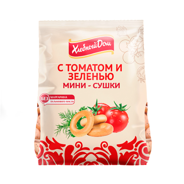 Мини-сушки Хлебный дом с томатом и зеленью, 180 г