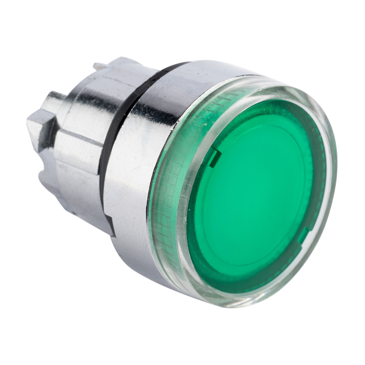 фото Исполнительный механизм кнопки xb4 зеленый плоский возвратный, с подсветкой ekf proxima