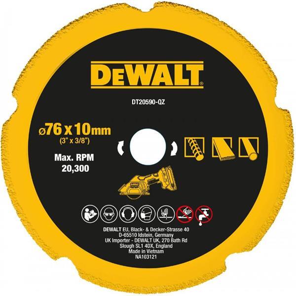 Отрезной диск алмазный DEWALT, по мультиматериалу, 76x10 мм, DT20590 диск пильный dewalt