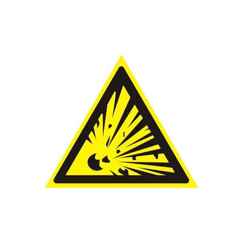 Знак безопасности W02 Взрывоопасно (плёнка, 200x200) Теxнотерра 291697