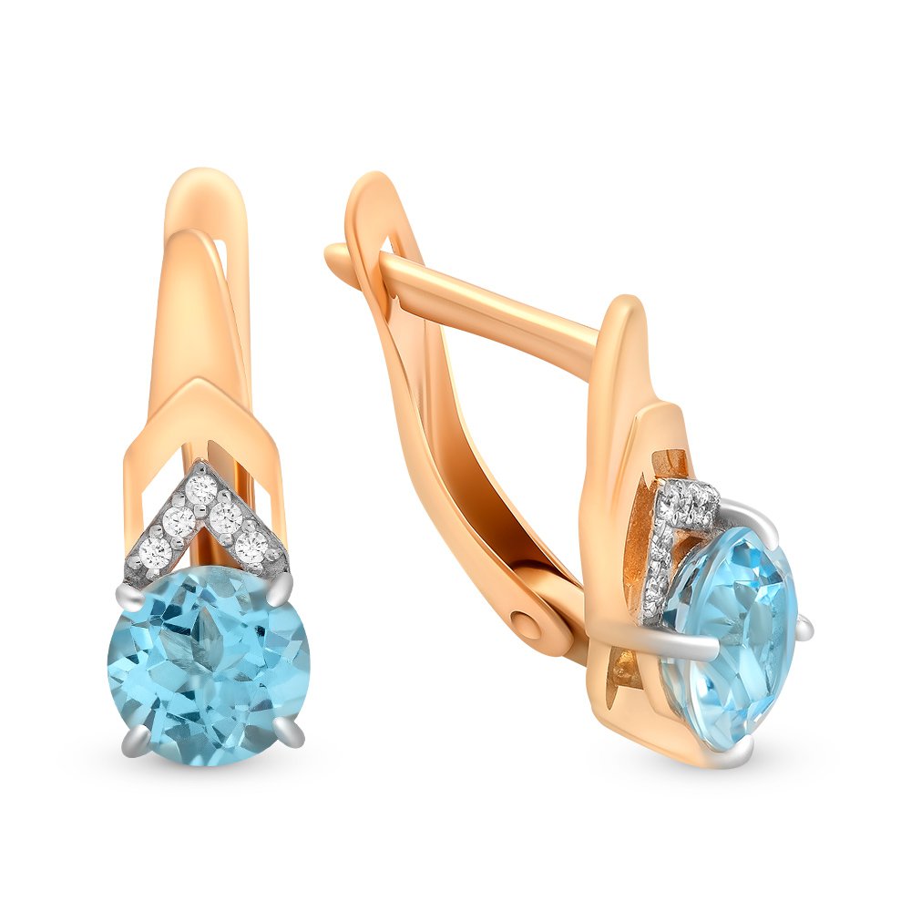 

Серьги из красного золота 585Gold 202006338, топаз/фианит, 202006338