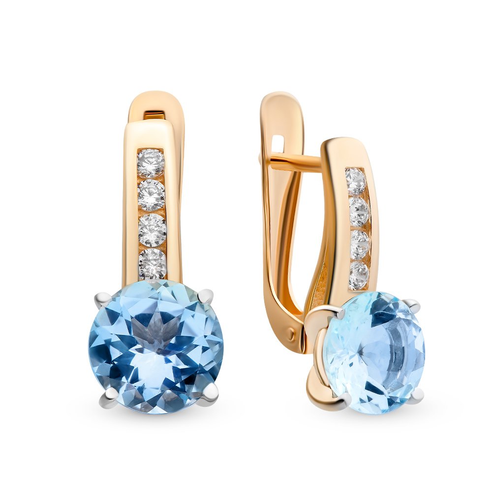 

Серьги из красного золота 585Gold 202006316, топаз/фианит, 202006316