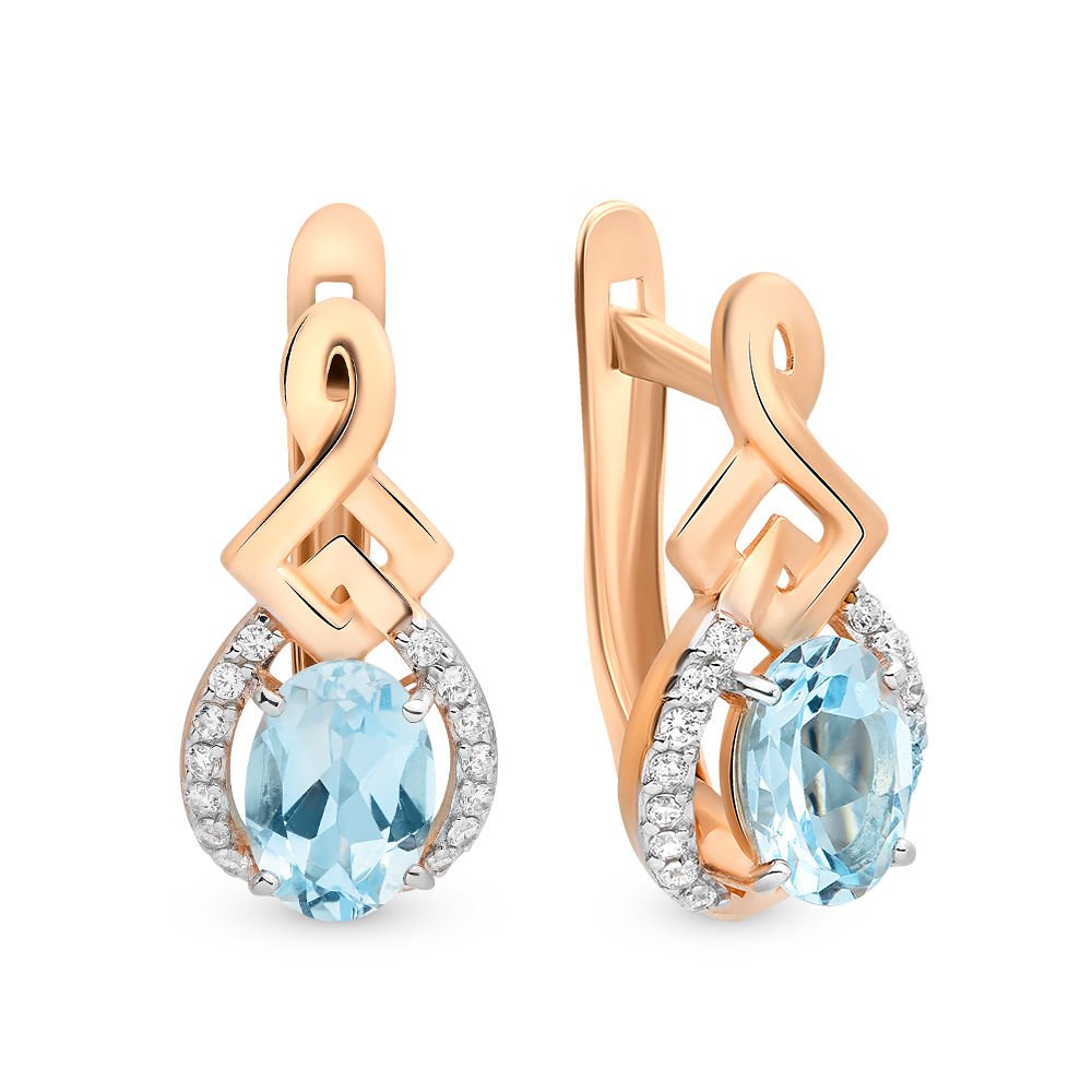 

Серьги из красного золота 585Gold 202006264, топаз/фианит, 202006264