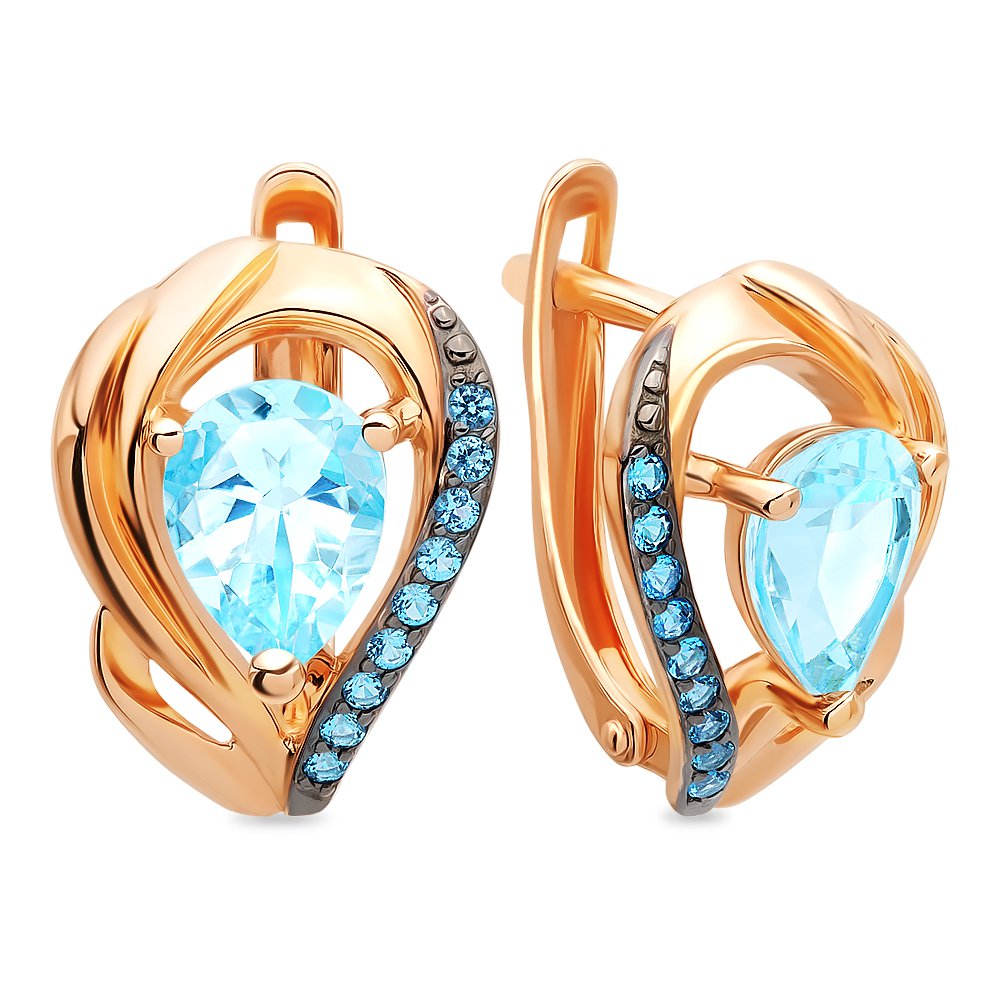

Серьги из красного золота с топазом, фианитом 585Gold 202006002, 202006002