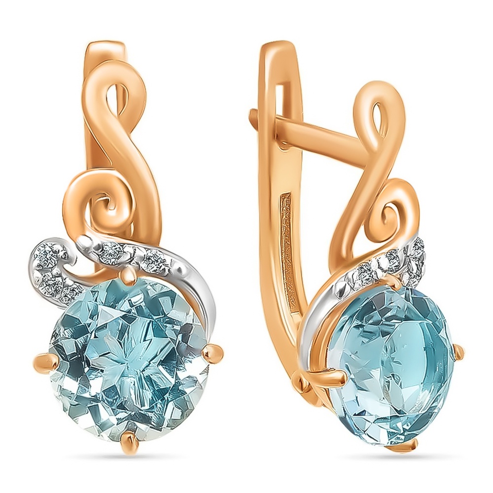 

Серьги из красного золота 585Gold 202005884, топаз/фианит, 202005884