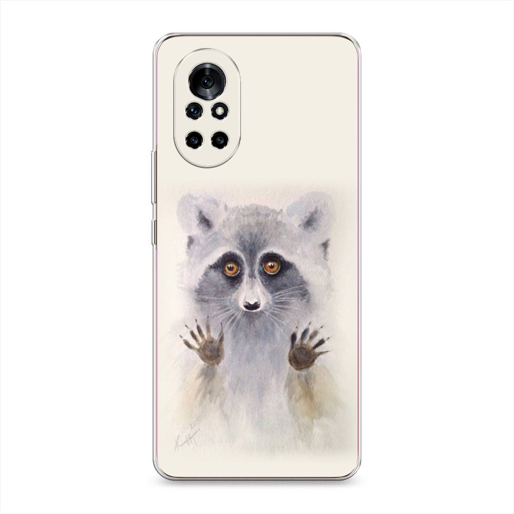

Чехол на Honor V40 Lite "Енот за стеклом", Бежевый;серый, 6105750-4