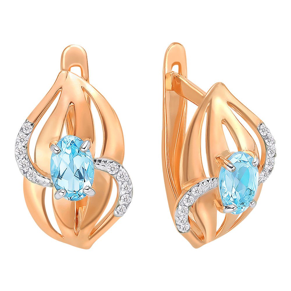 

Серьги из красного золота с топазом, фианитом 585Gold 202005530, 202005530
