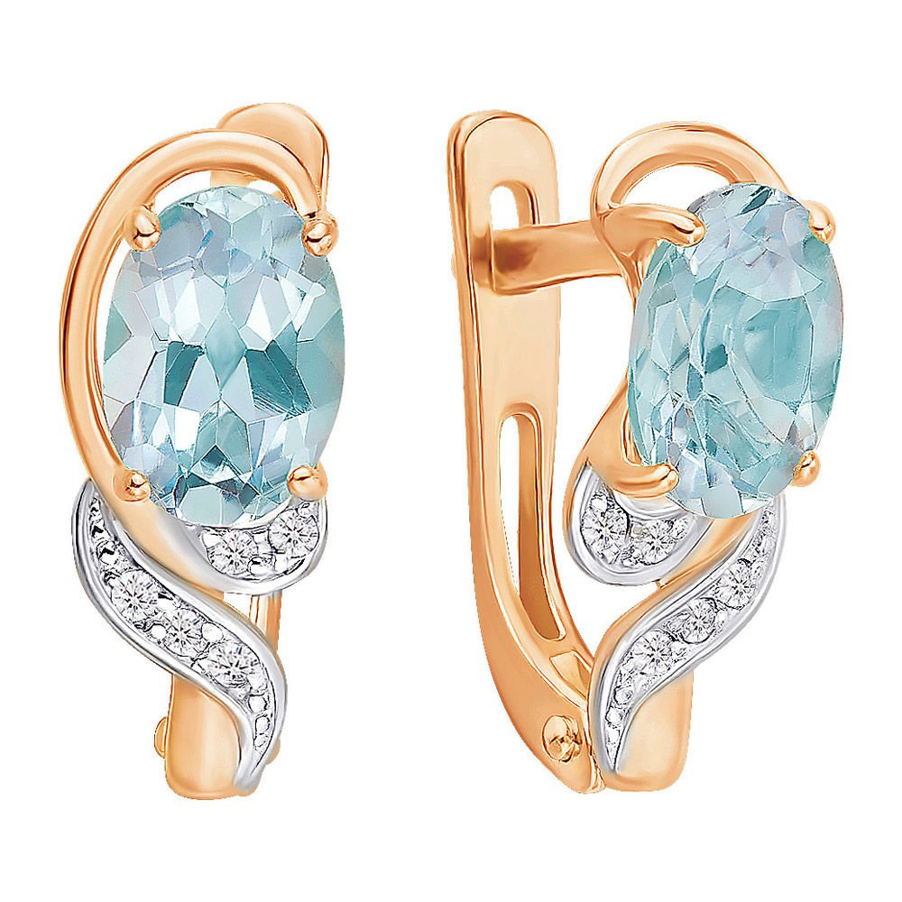

Серьги из красного золота с топазом, фианитом 585Gold 202007672, 202007672