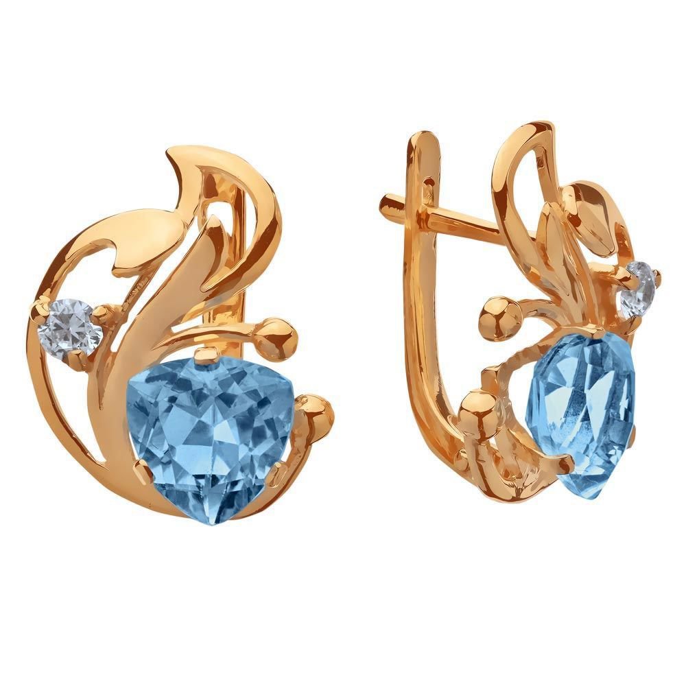 

Серьги из красного золота с топазом, фианитом 585Gold 202005396, 202005396