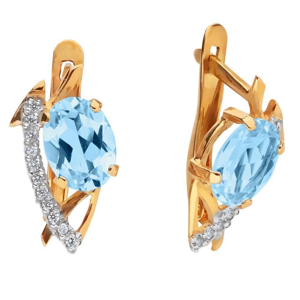 

Серьги из красного золота 585Gold 202003623, топаз/фианит, 202003623