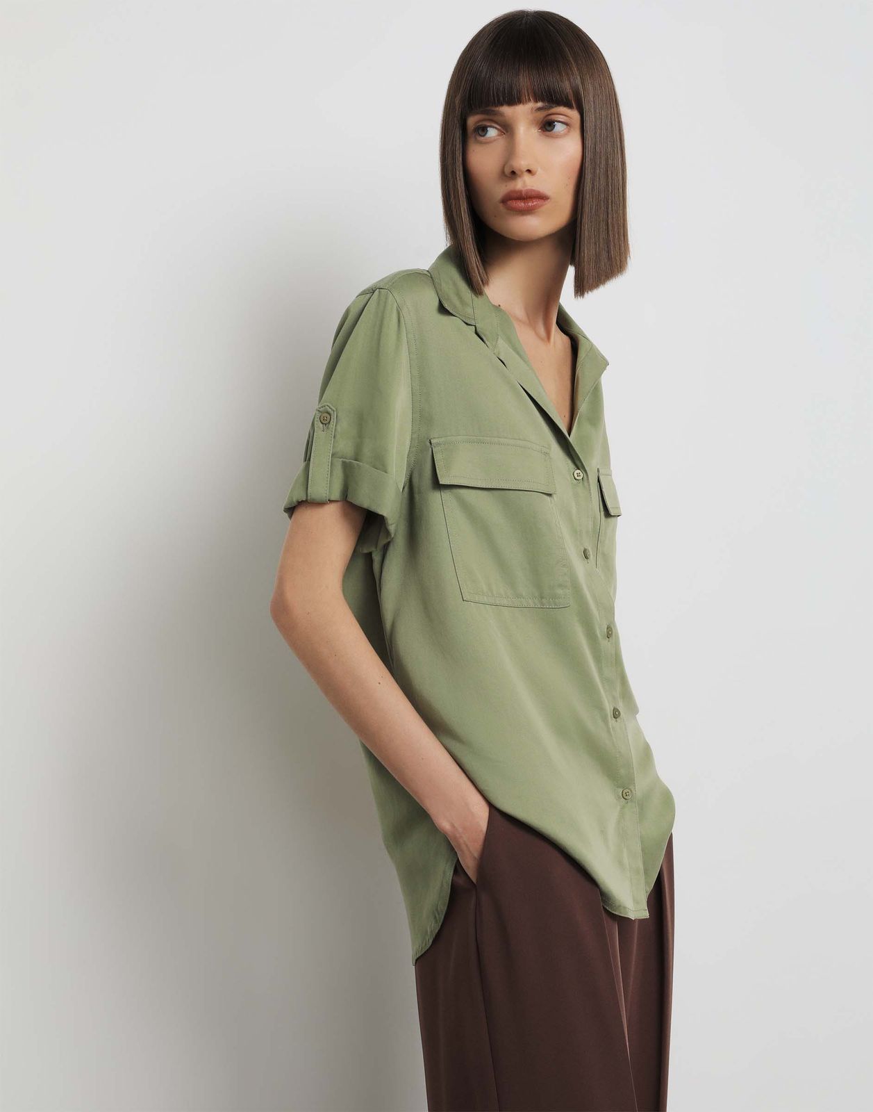 

Рубашка женская Gloria Jeans GWT003493 хаки M/170, GWT003493