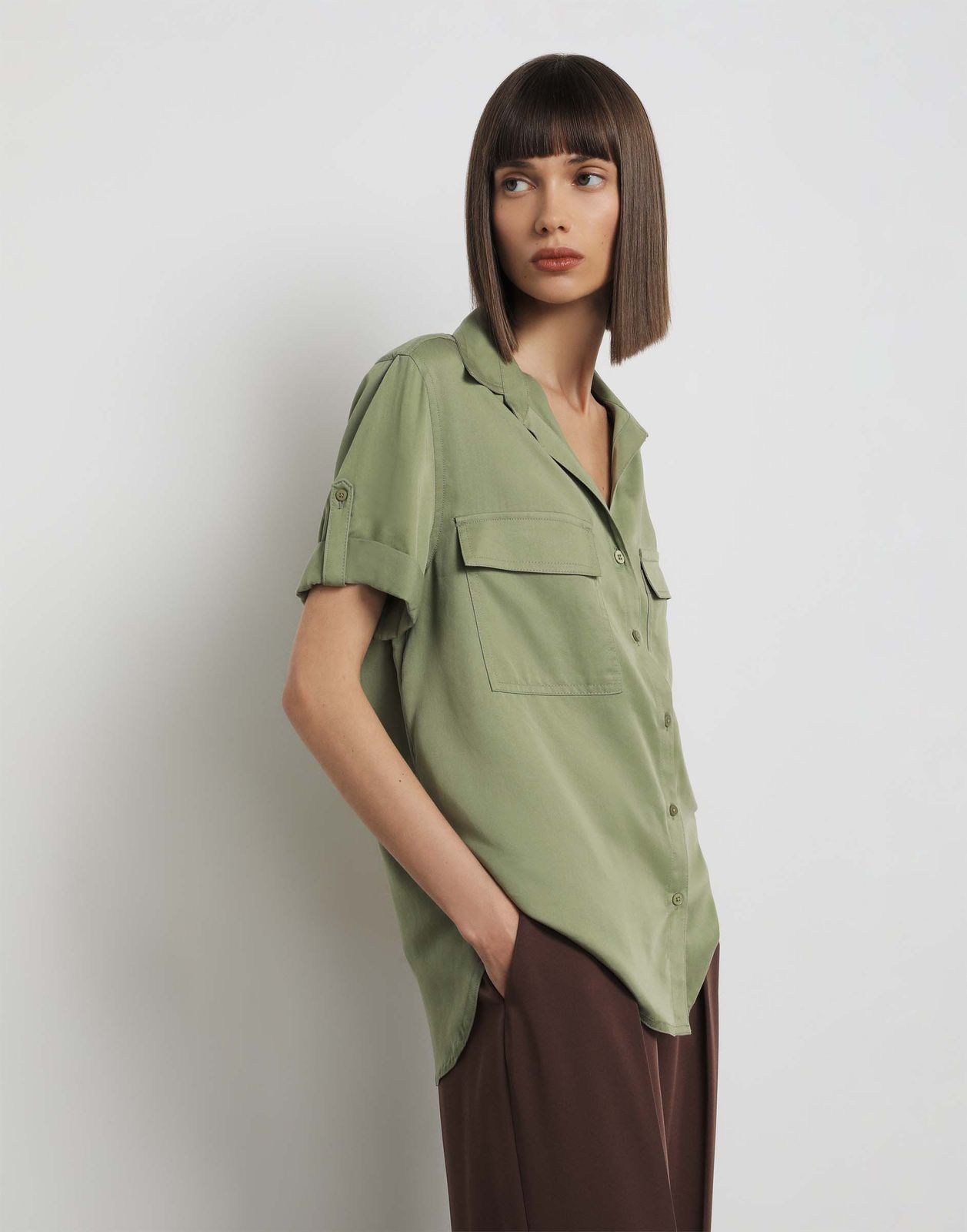 

Рубашка женская Gloria Jeans GWT003493 хаки L/170, GWT003493